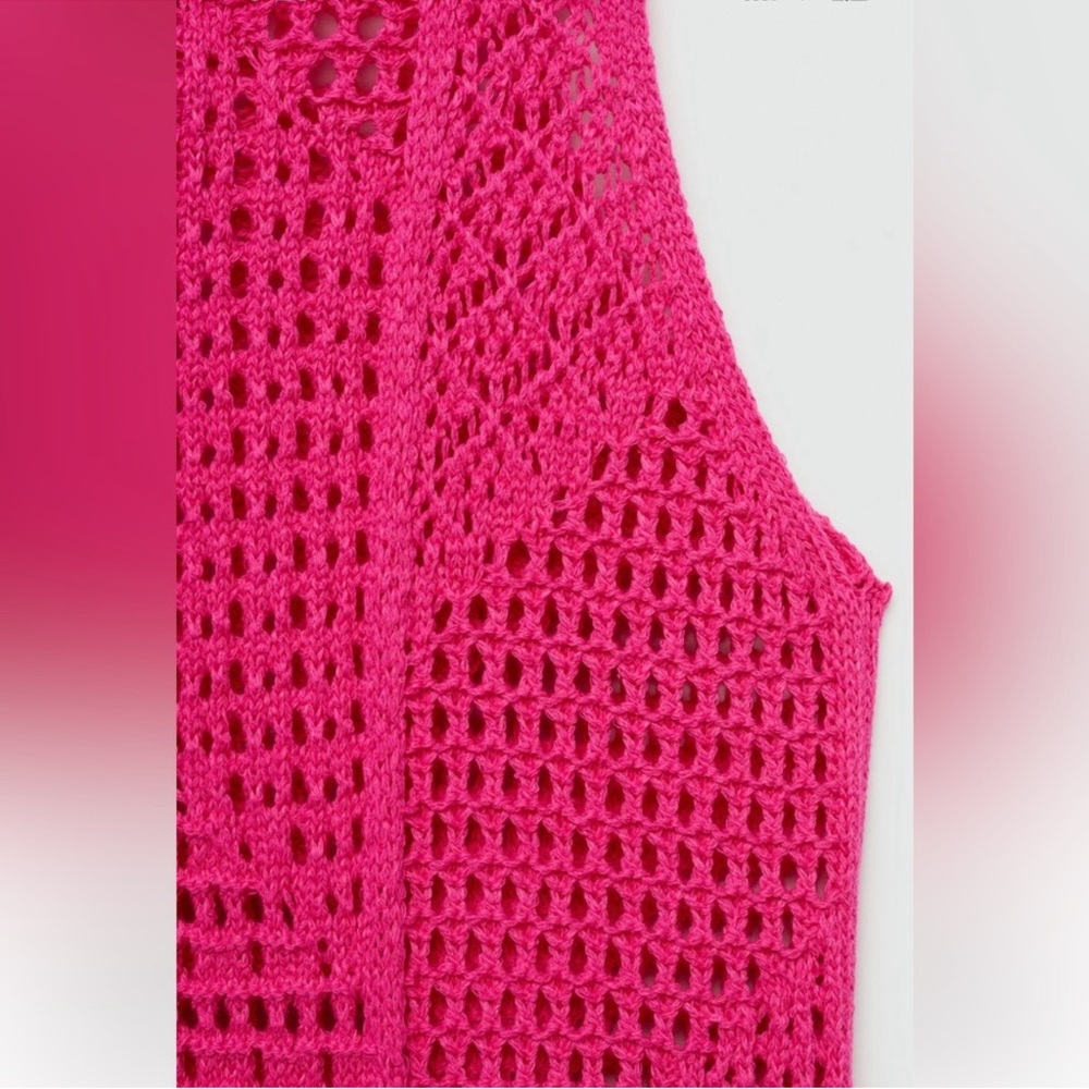 NWT Bloggers Favorite Mango Pink Crochet Swim Coverup - Picture 7 of 7